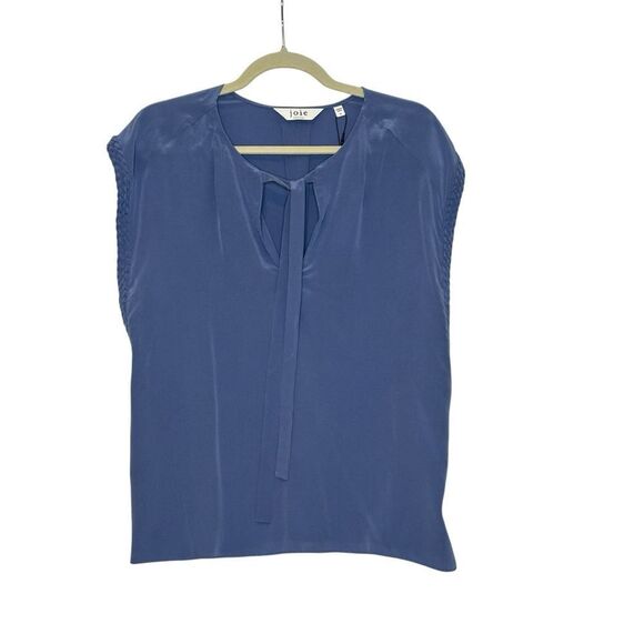 Joie Slate Blue Silk Braided sleeve Tank Top | XL - Picture 2 of 8